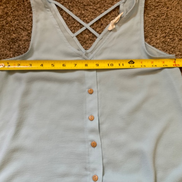 Hippie Rose Blue Criss Cross Back Button Front Sheer Tank Sz S - READ - Picture 4 of 9